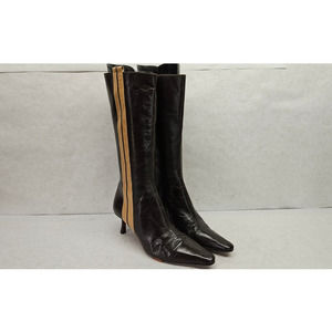 Jimmy Choo Brown Beige Leather Calf Zip Women's Size 37 US Size 6.5